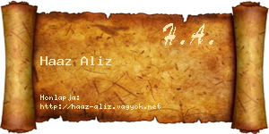 Haaz Aliz névjegykártya